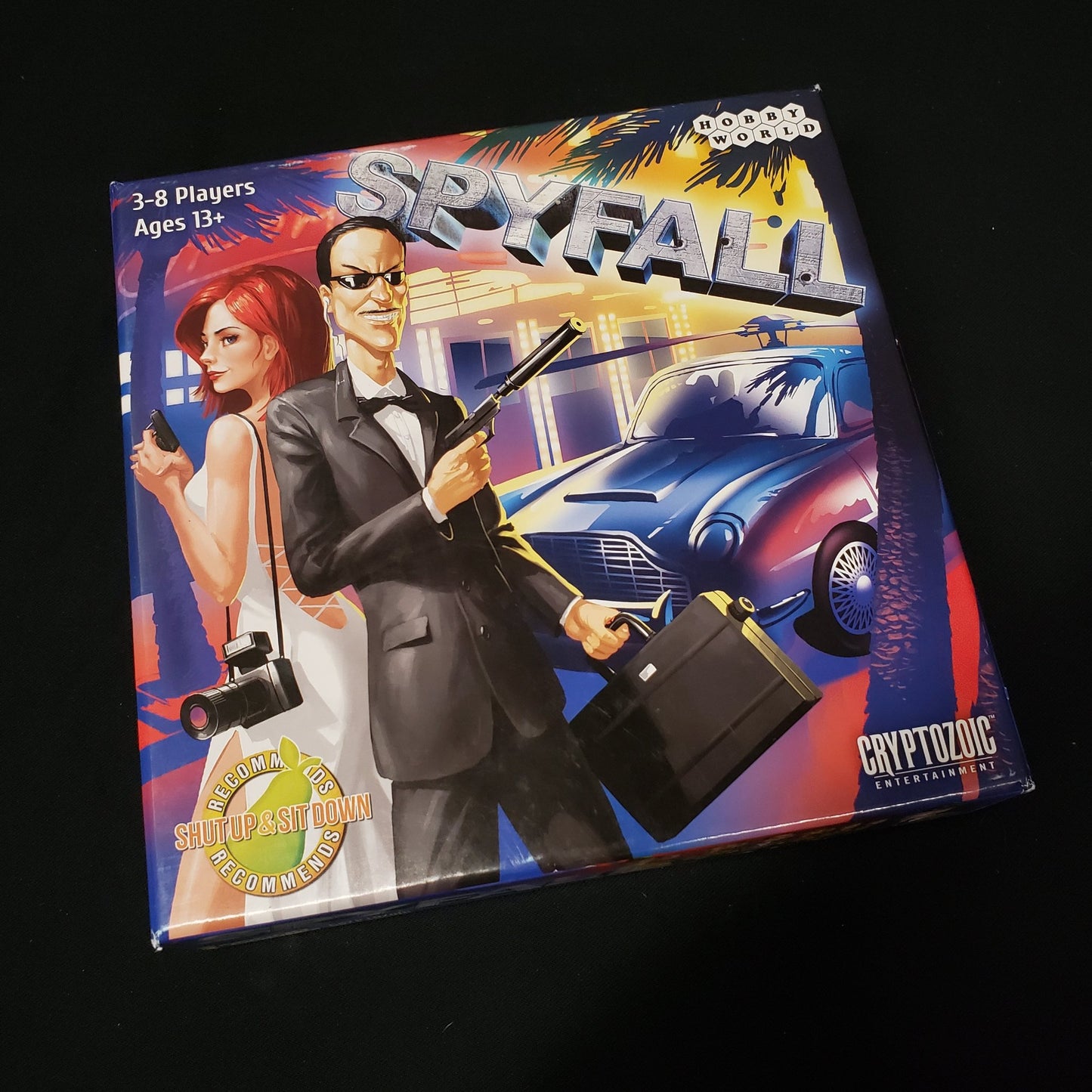 Image shows the front cover of the box of the Spyfall card game