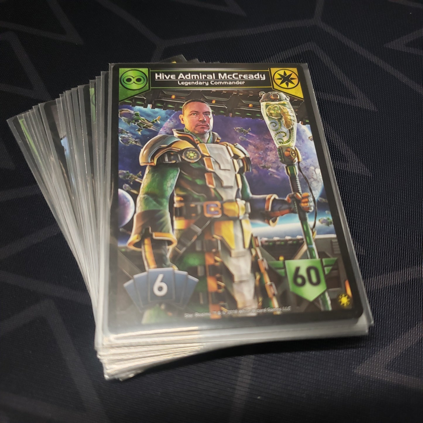 Image shows the cards for the Command Deck: The Union expansion for the card game Star Realms fanned out in a stack