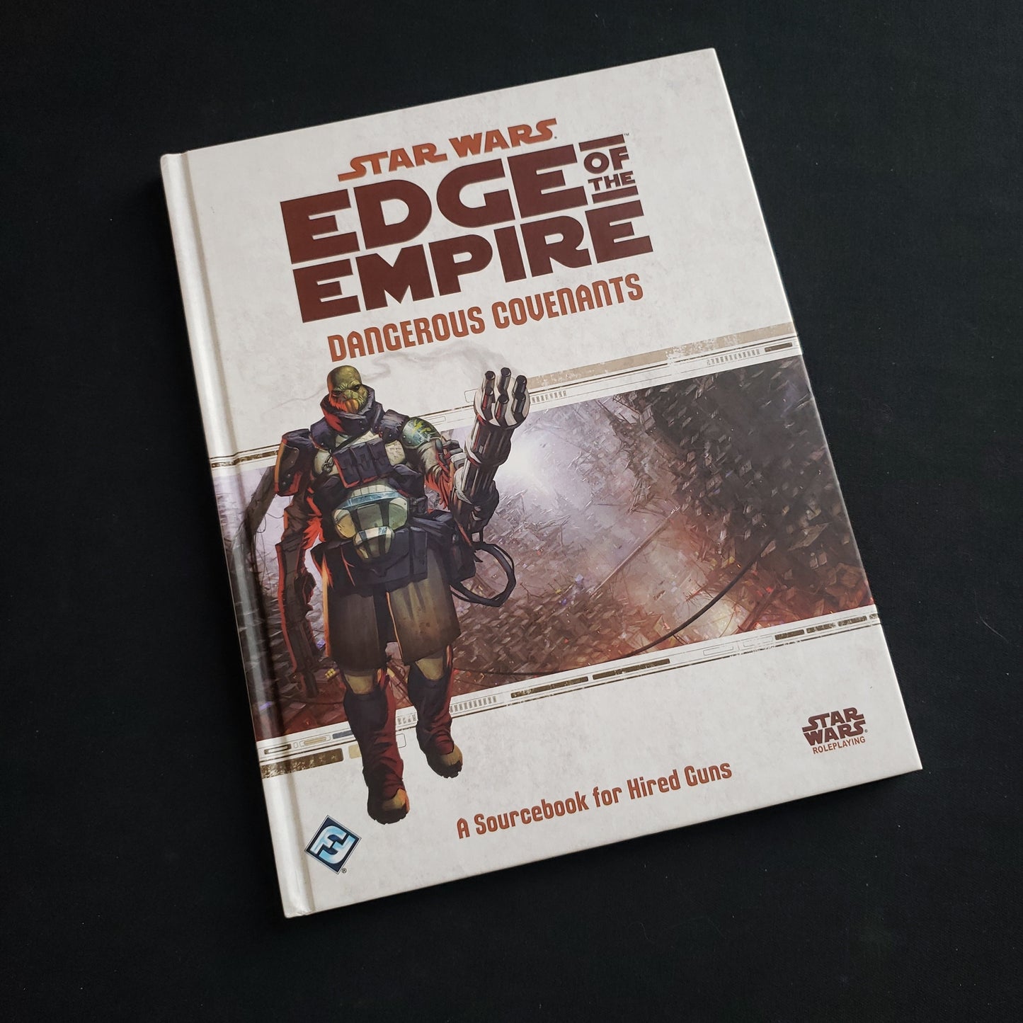 Image shows the front cover of the Dangerous Covenants book for the Star Wars: Edge of the Empire roleplaying game