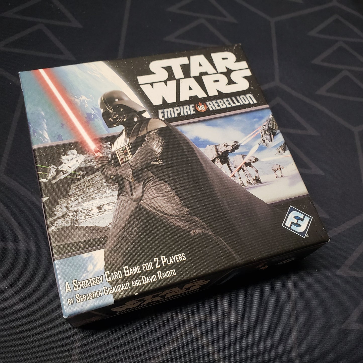 Image shows the front cover of the box of the Star Wars: Empire vs Rebellion card game