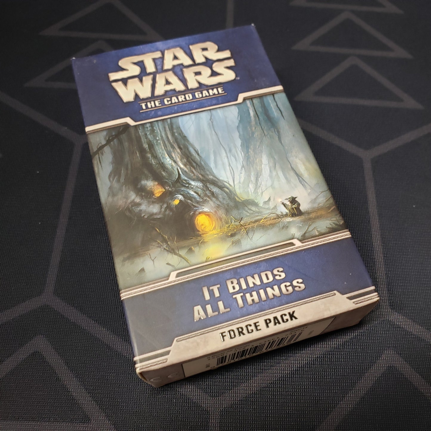 Image shows the front cover of the box of the It Binds All Things expansion for Star Wars: The Card Game