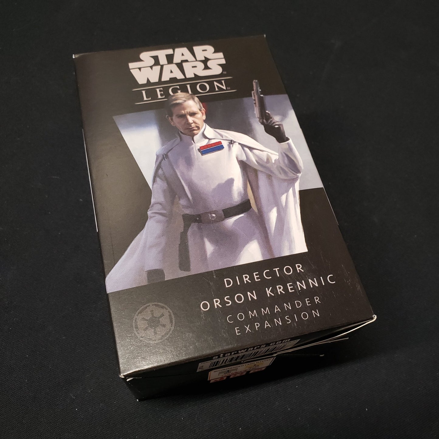 Image shows the front of the package for the Director Orson Krennic expansion pack for the Star Wars Legion miniatures game