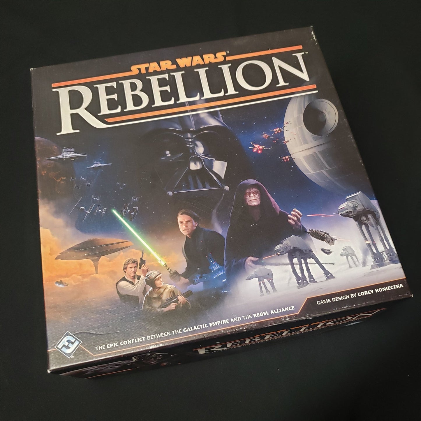 Image shows the front cover of the box of the Star Wars: Rebellion board game