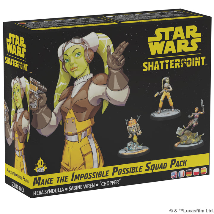 Image shows the front cover of the box of the Make the Impossible Possible Squad Pack for the Star Wars: Shatterpoint Miniatures Game