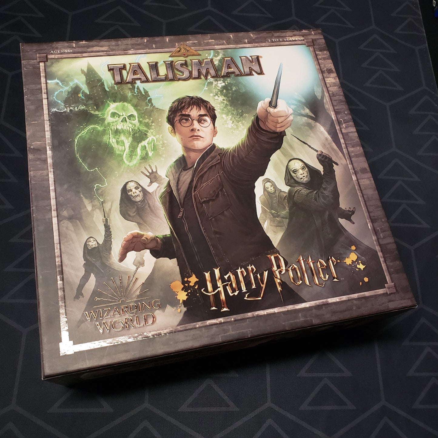 Image shows the front cover of the box of the Talisman: Harry Potter board game