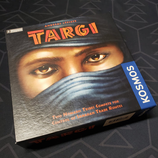 Image shows the front cover of the box of the Targi board game