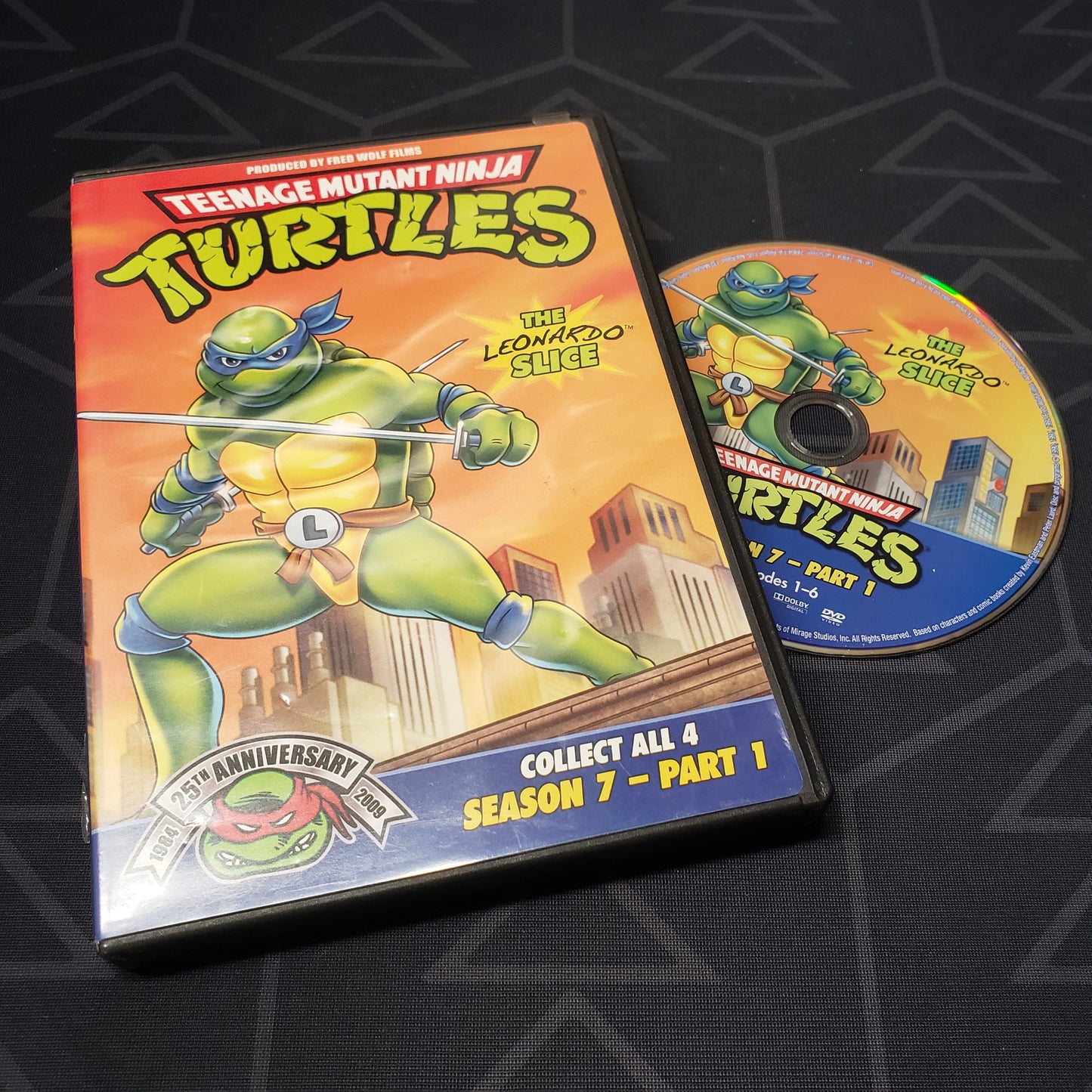 Image shows the case & disc for the Season 7, Part 1 episode disc of the animated TV series Teenage Mutant Ninja Turtles on DVD