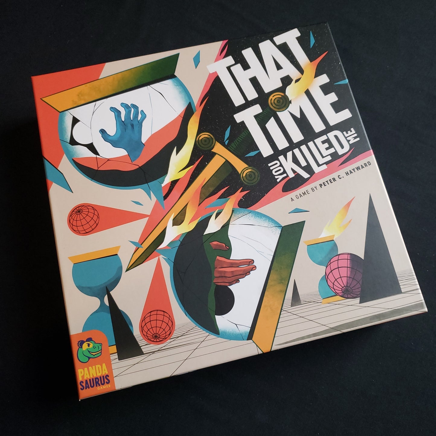 Image shows the front cover of the box of the That Time You Killed Me board game