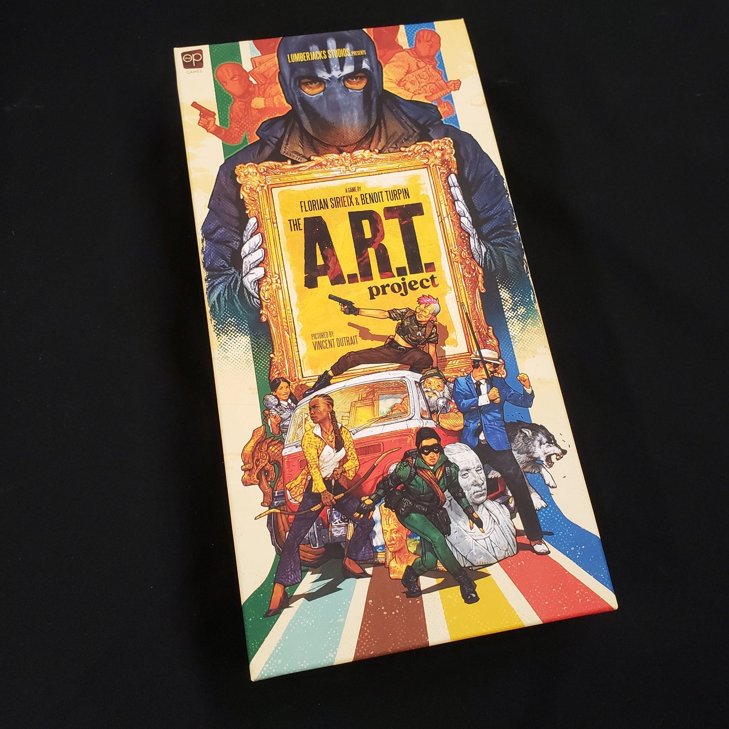 Image shows the front cover of the box of the A.R.T. Project board game