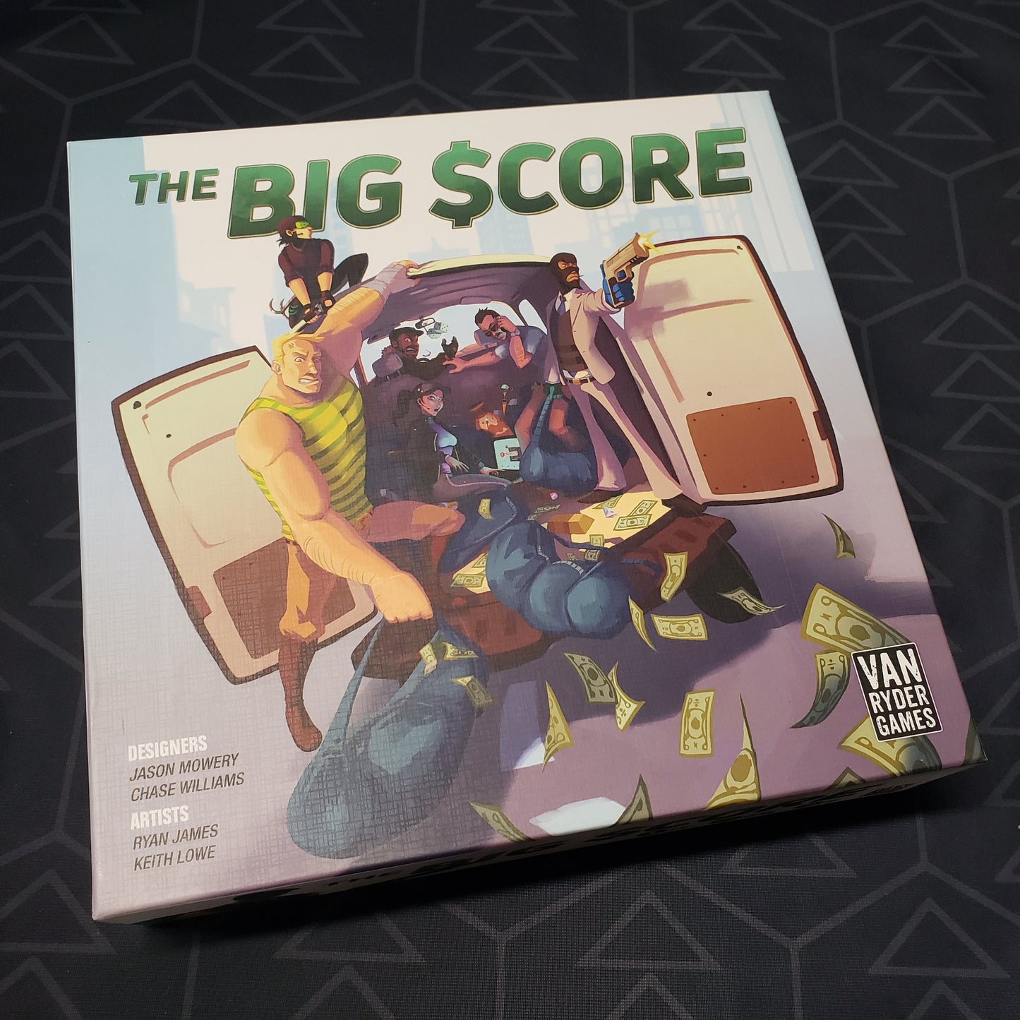 Image shows the front cover of the box for the The Big Score board game