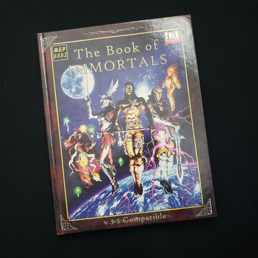 Image shows the front cover of the Book of Immortals roleplaying game book