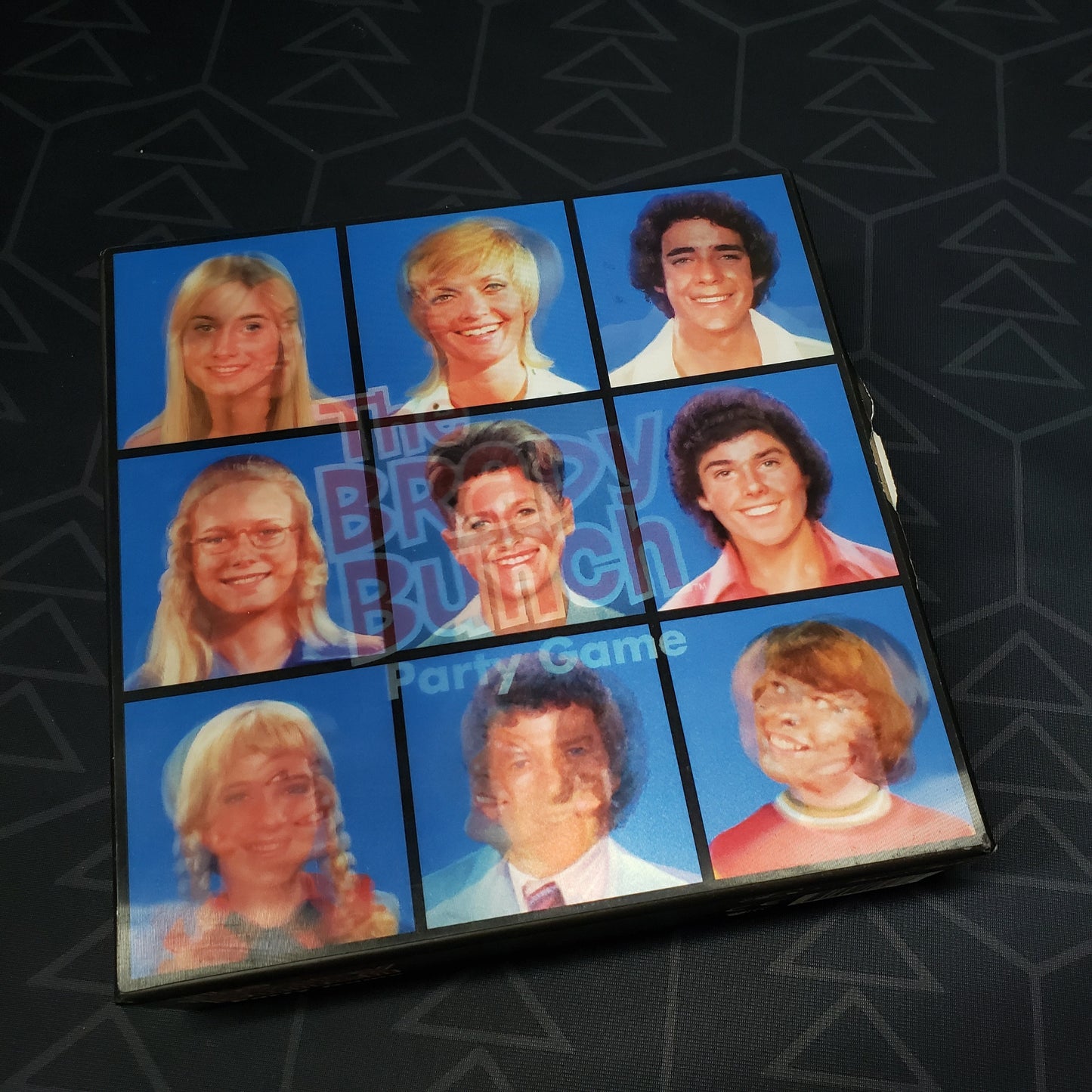 Image shows the front cover of the box for the Brady Bunch Party Game board game