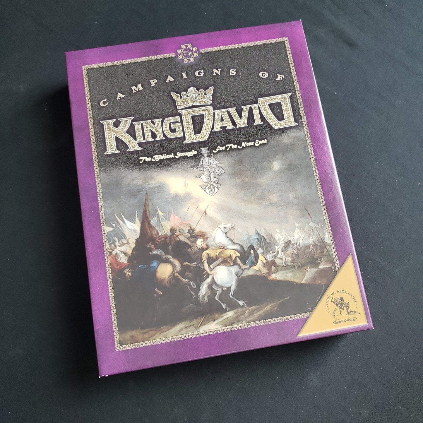 Image shows the front cover of the box of the Campaigns of King David board game
