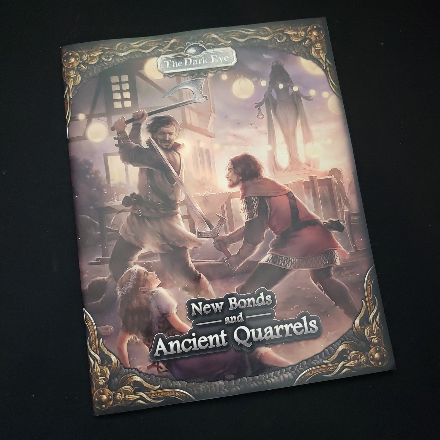 Image shows the front cover of the New Bonds & Ancient Quarrels book for the Dark Eye roleplaying game