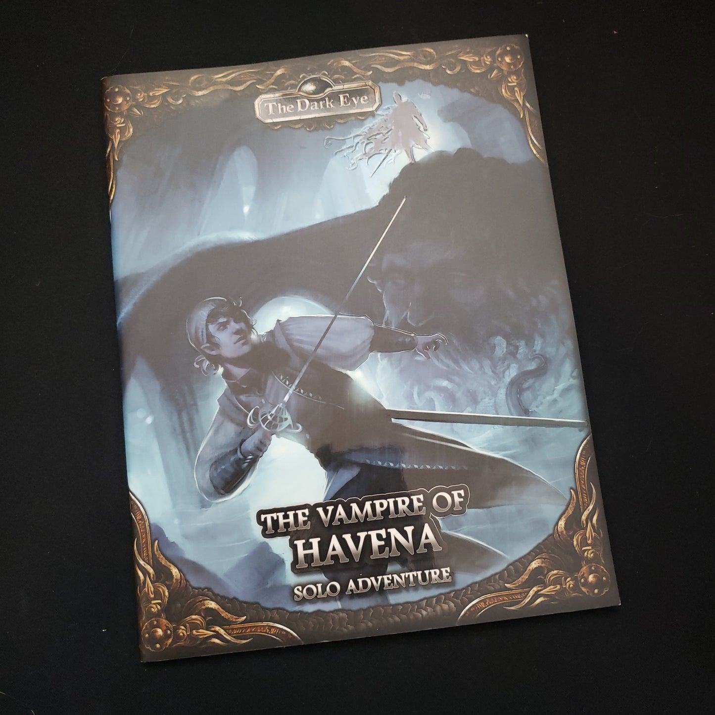 Image shows the front cover of the Vampire of Havena book for the Dark Eye roleplaying game