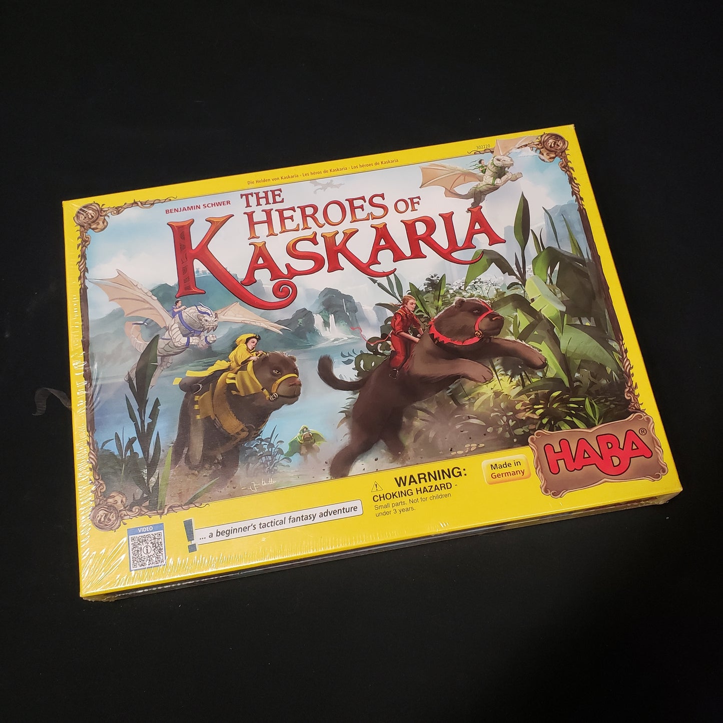 Image shows the front cover of the box of the Heroes of Kaskaria board game