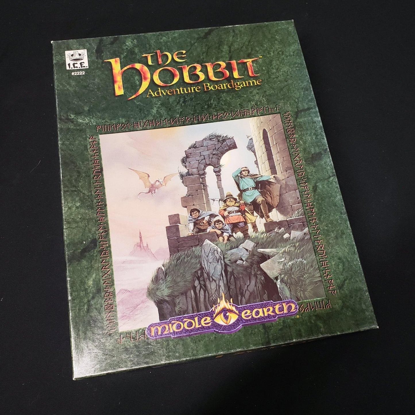 Image shows the front cover of the box of the Hobbit Adventure Board Game