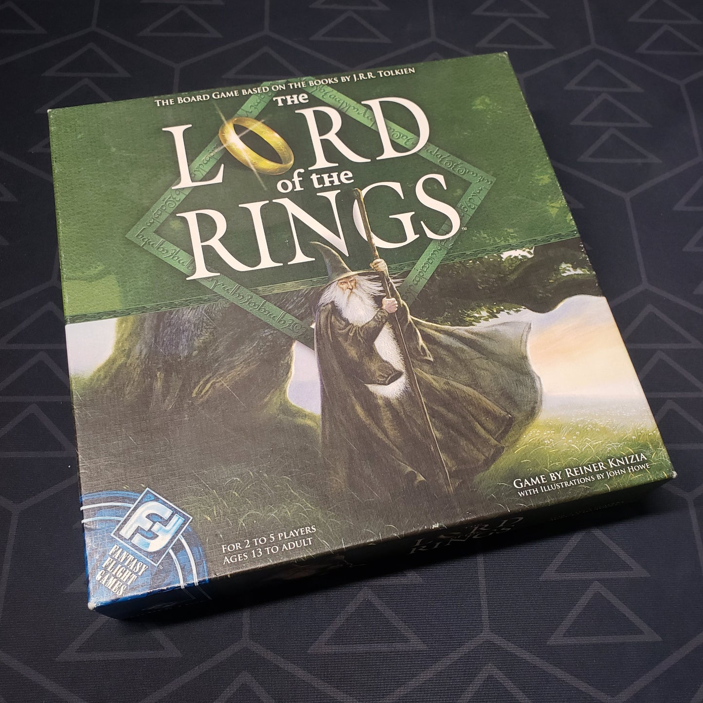 Image shows the front cover of the box of the Lord of the Rings board game