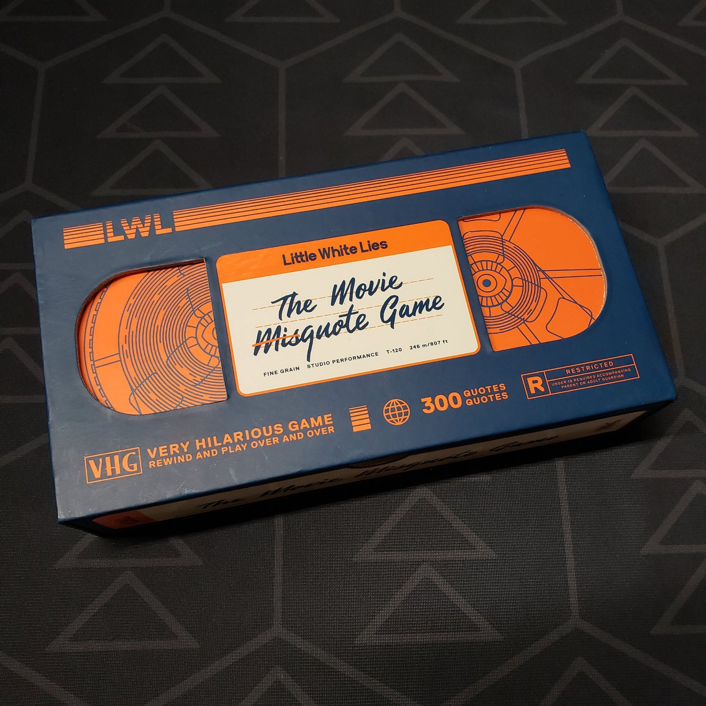 Image shows the front cover of the box for the Movie Misquote Game party game