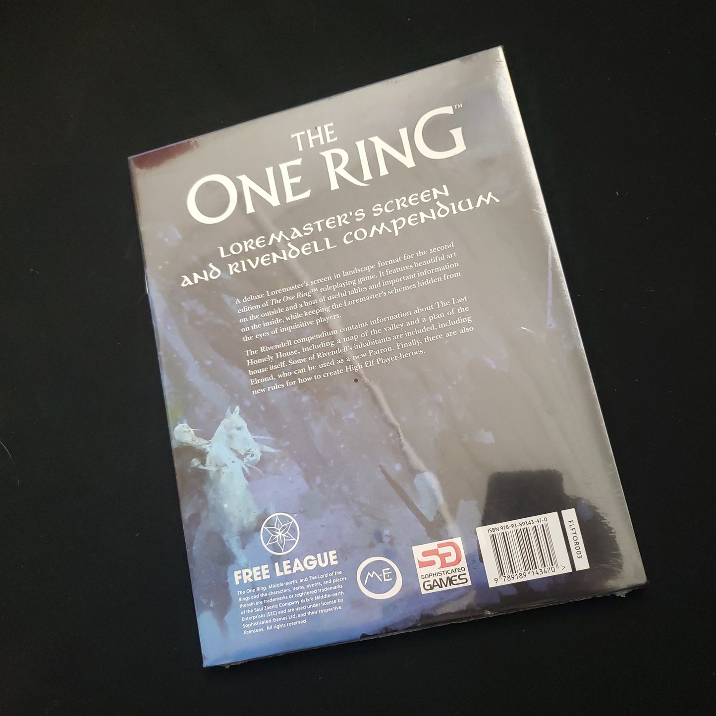 Image shows the front cover of the package for the Loremaster's Screen & Rivendell Compendium for the One Ring roleplaying game