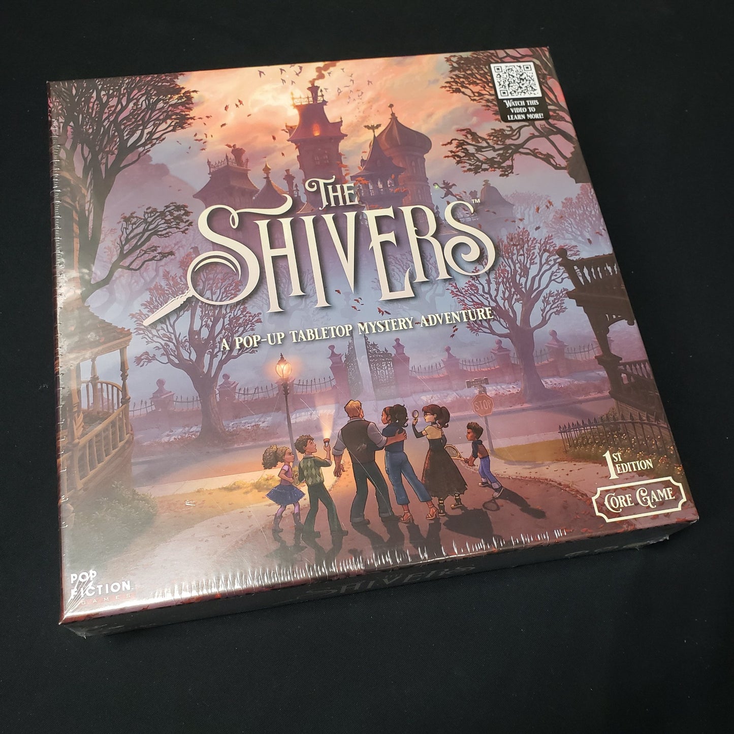 Image shows the front cover of the box of the Shivers board game