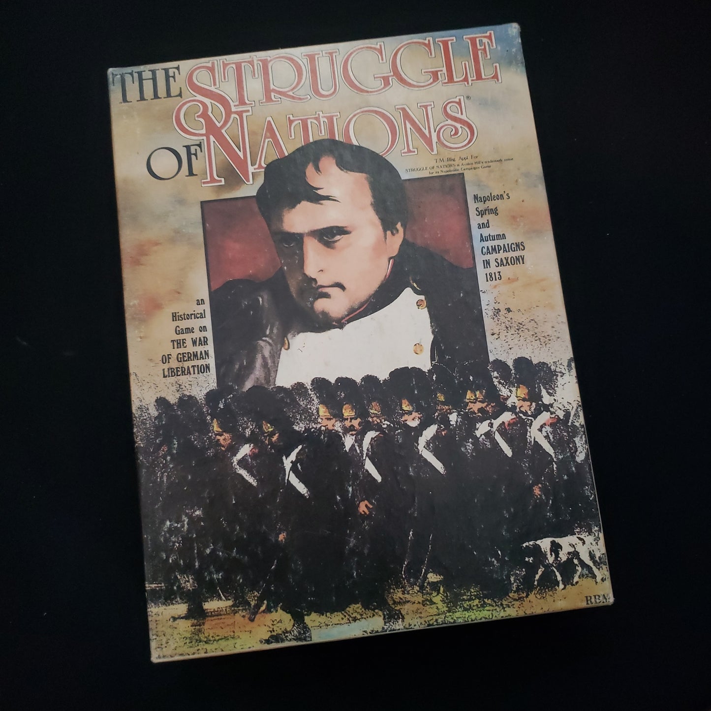 Image shows the front cover of the box of the Struggle of Nations board game