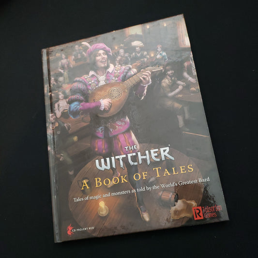 Image shows the front cover of the Book of Tales for the Witcher roleplaying game