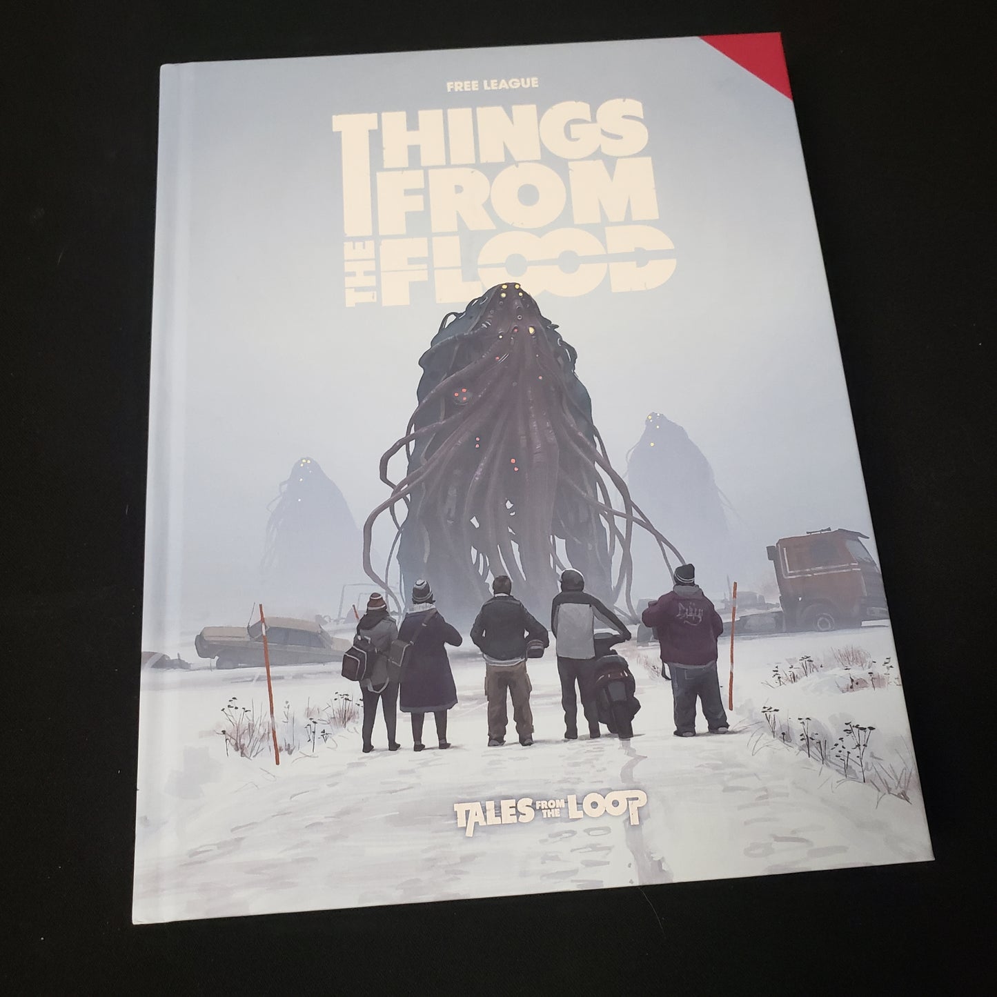 Image shows the front cover of the core rulebook for the Things from the Flood roleplaying game