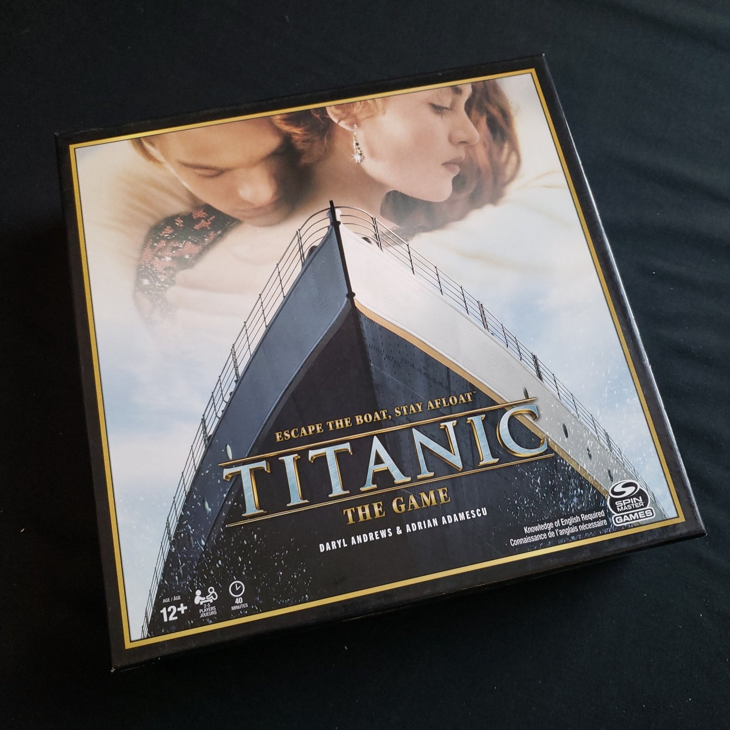 Image shows the front cover of the box of the Titanic board game