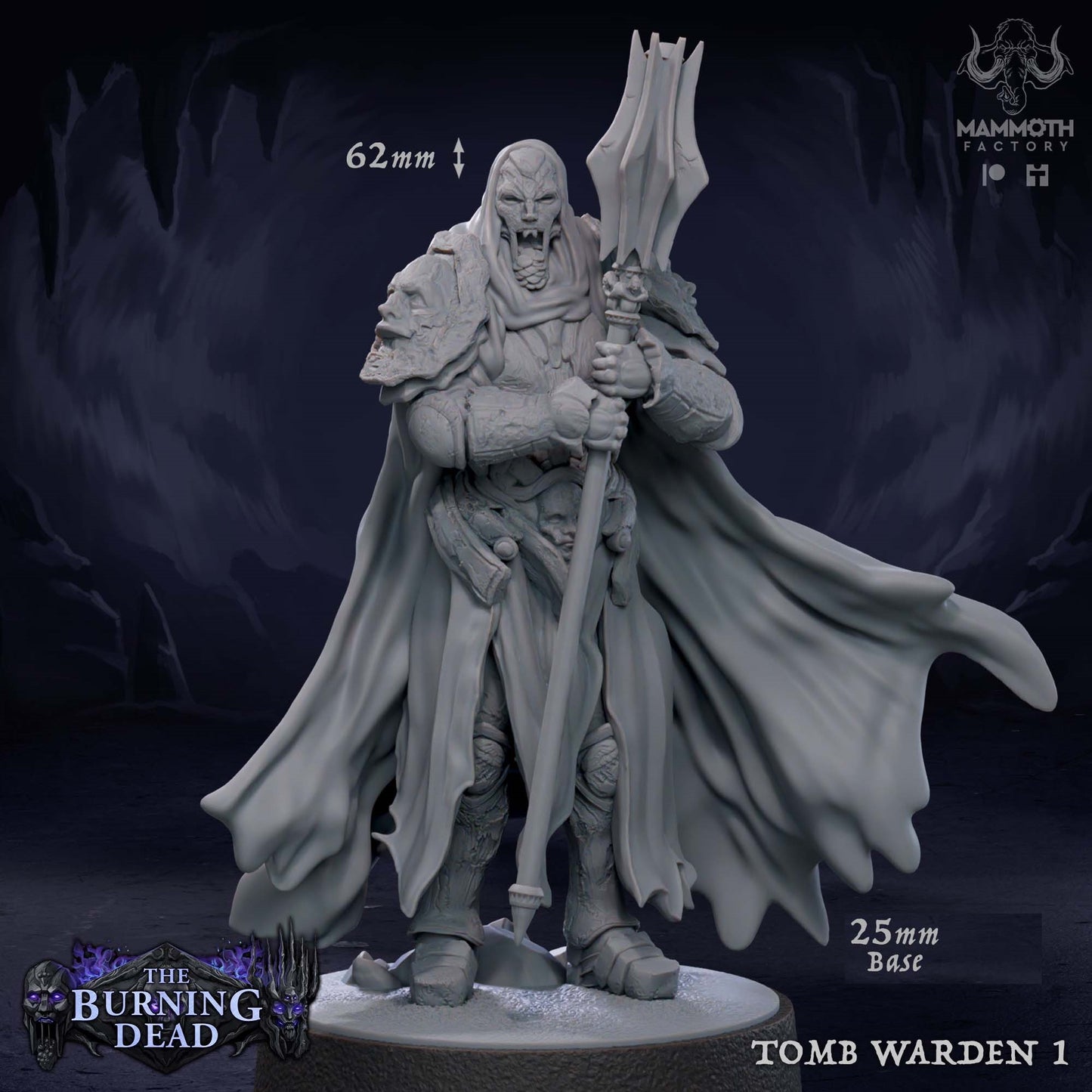 Image shows a 3D render of a statue guard gaming miniature.