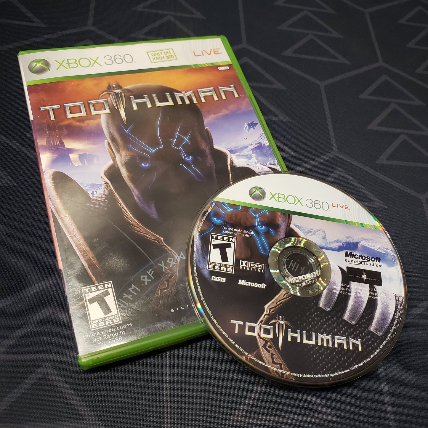 Image shows the case and disc for the video game Too Human for Xbox 360