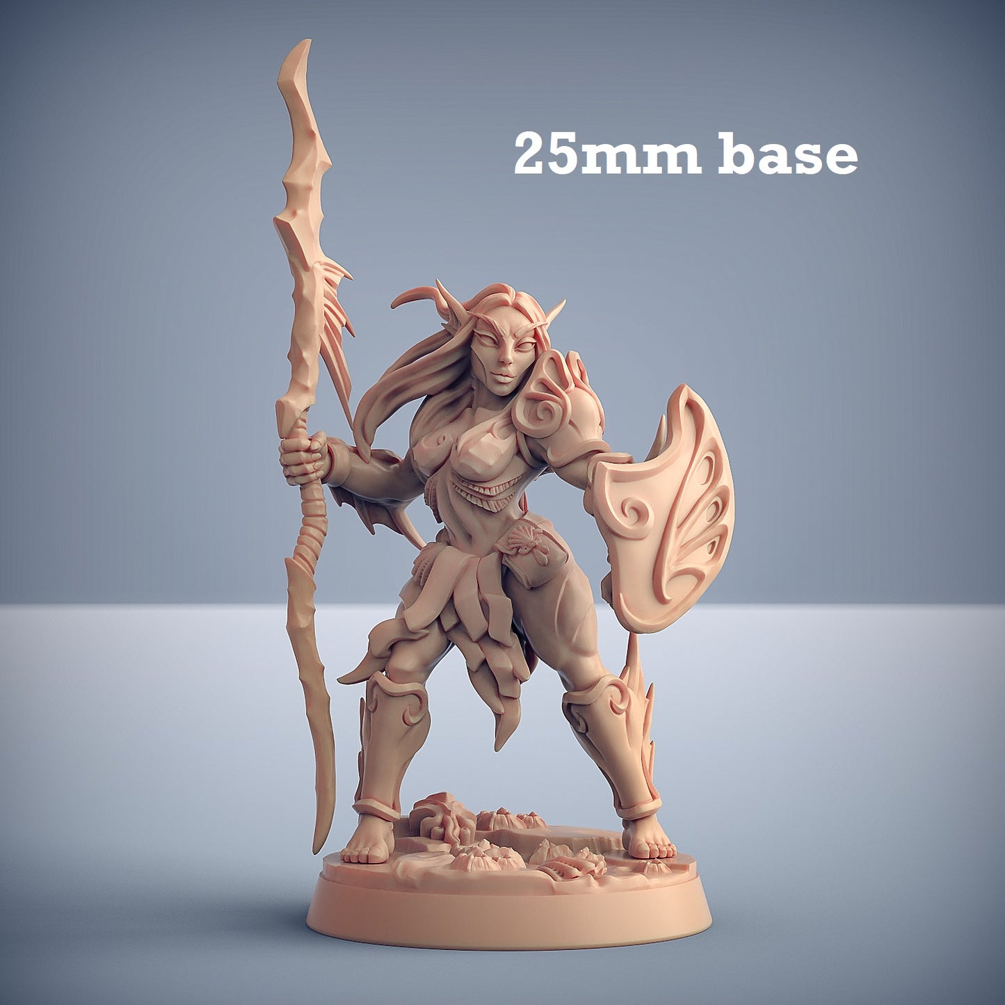 Image shows a 3D render of a merfolk warrior gaming miniature.