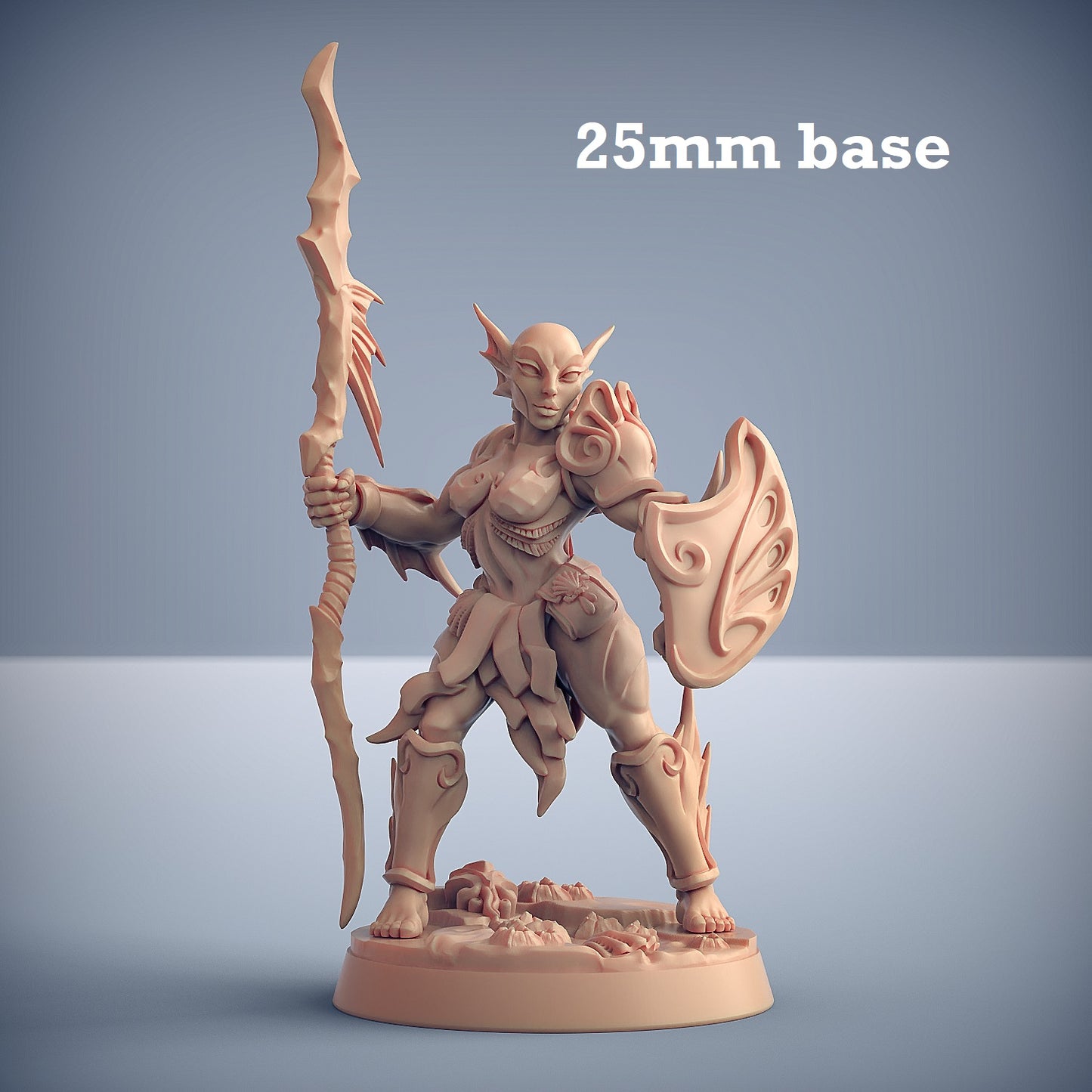 Image shows a 3D render of a merfolk warrior gaming miniature.
