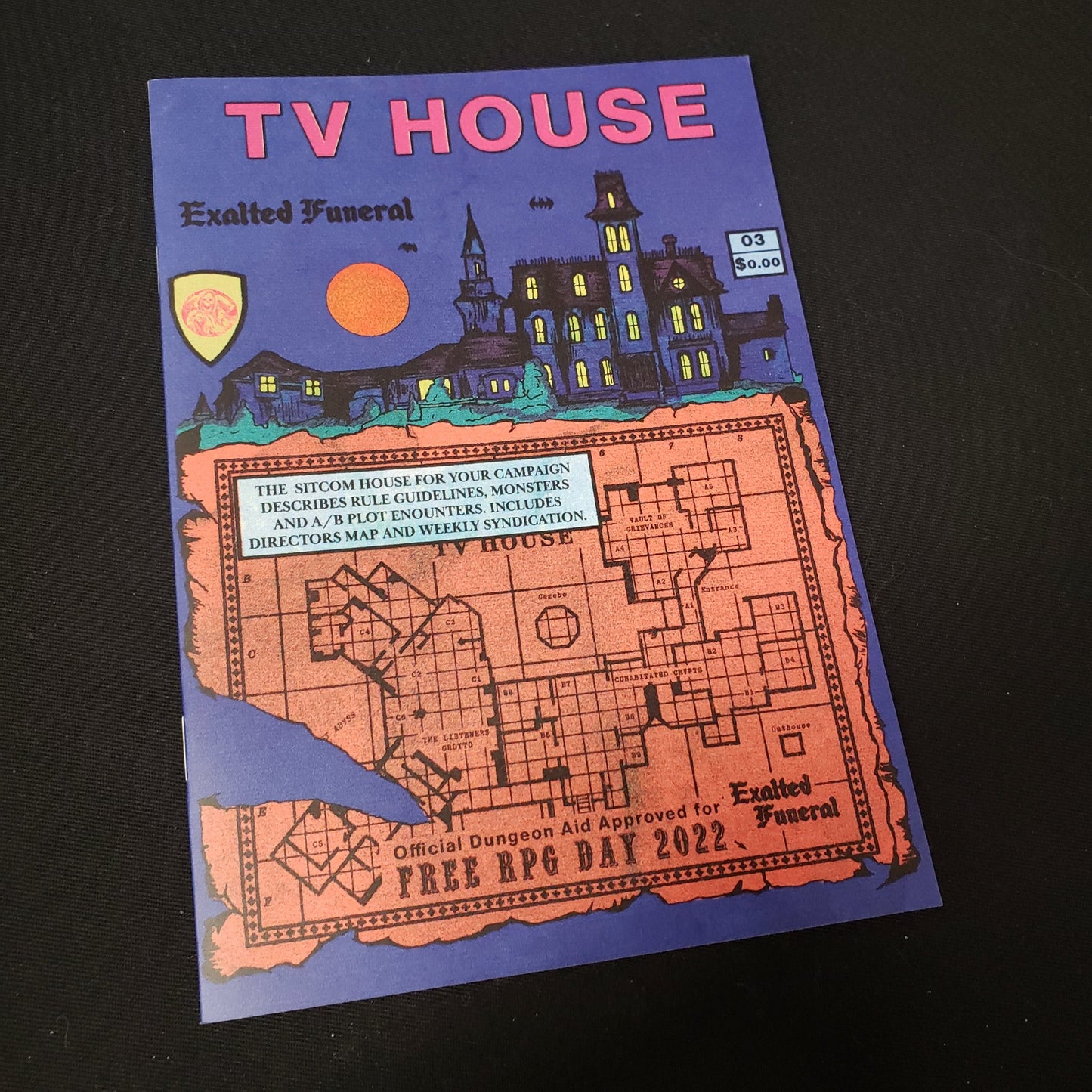 Image shows the front cover of the TV House roleplaying game zine