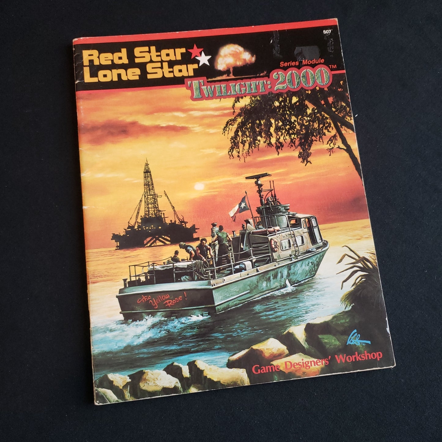 Image shows the front cover of the Red Star Lone Star book for the Twilight: 2000 roleplaying game