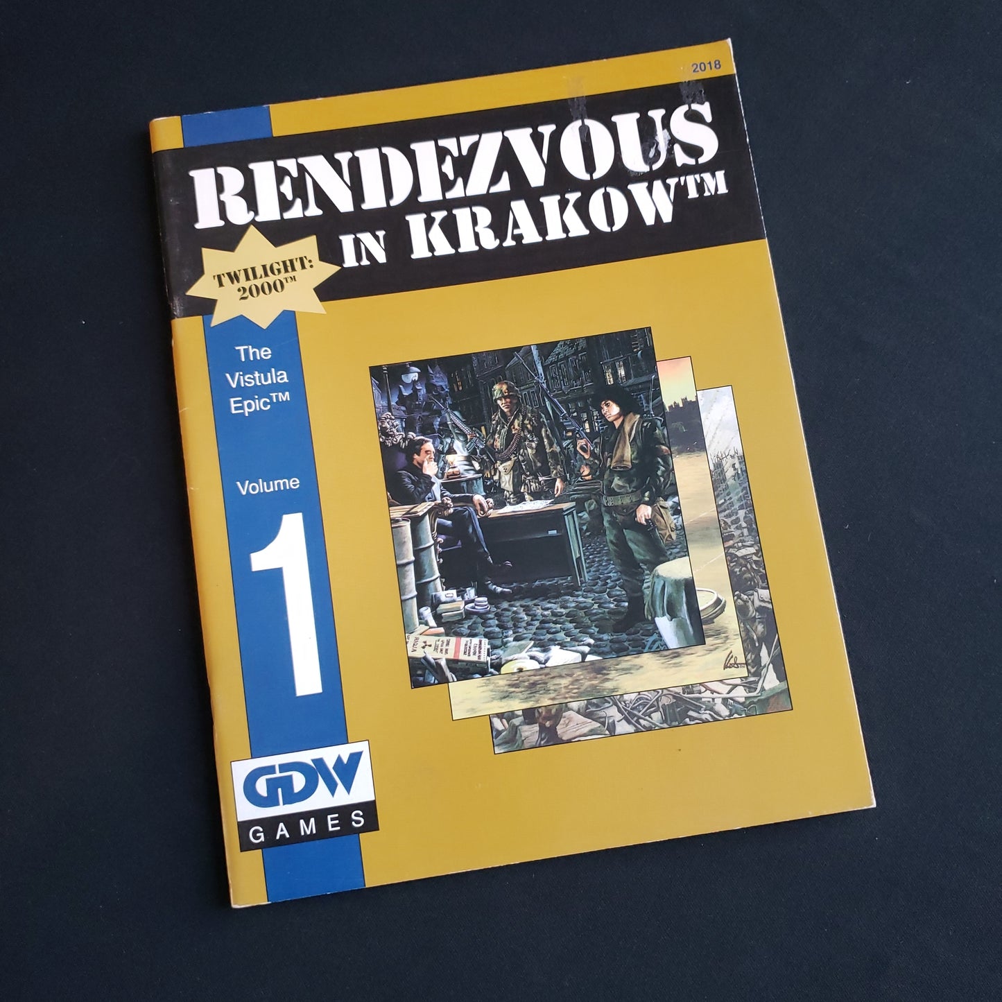 Image shows the front cover of the Rendezvous in Krakow book for the Twilight: 2000 roleplaying game