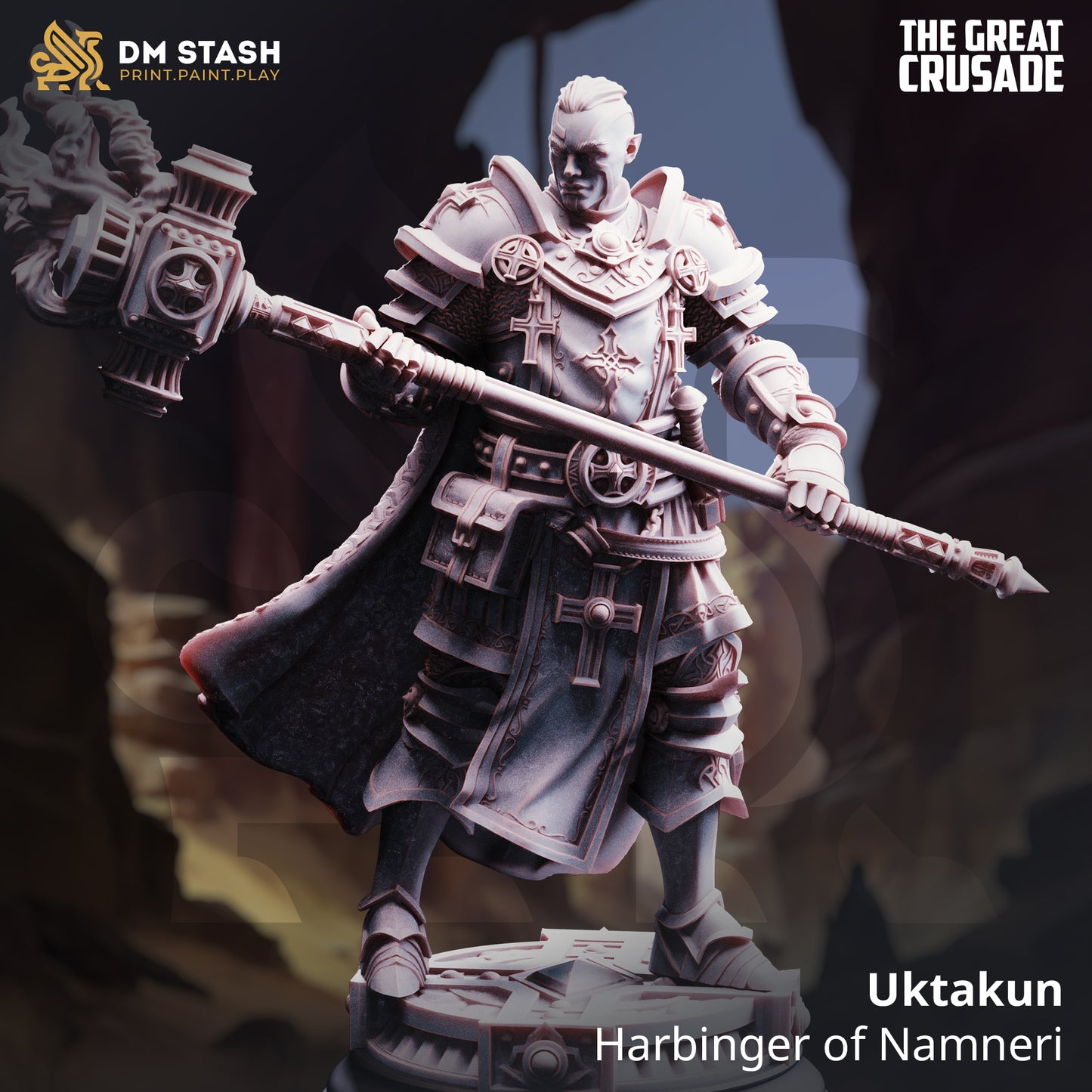 Image shows a 3D render of a goliath paladin gaming miniature.