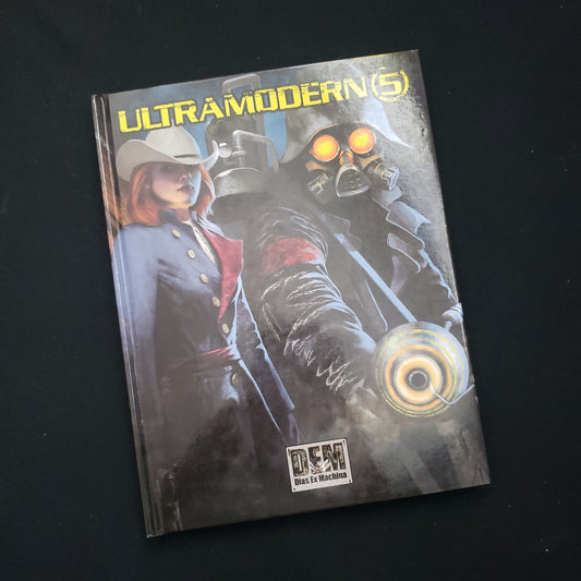Image shows the front cover of the Ultramodern5 roleplaying game book