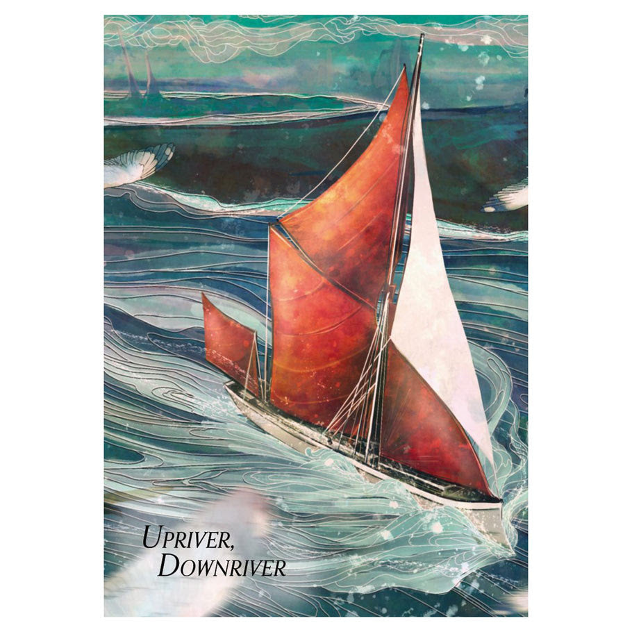 Image shows the front cover of the Upriver, Downriver roleplaying game book