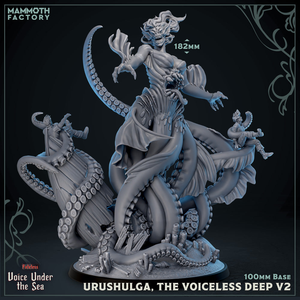 Image shows a 3D render of a huge sea witch gaming miniature.