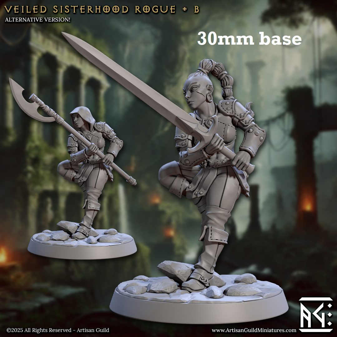 Image shows 3D renders of two sculpt options for a human fighter gaming miniature.