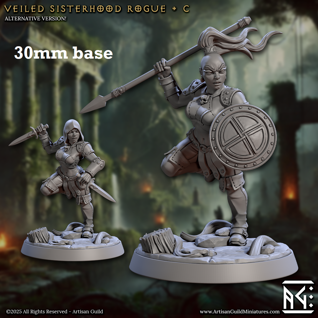 Image shows 3D renders of two sculpt options for a human fighter gaming miniature.