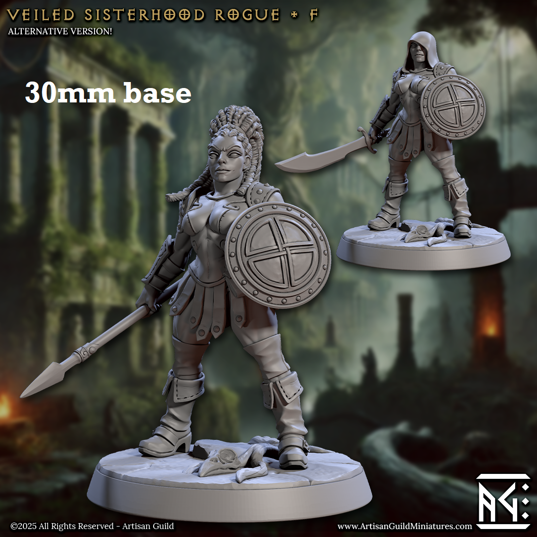 Image shows 3D renders of two sculpt options for a human fighter gaming miniature.