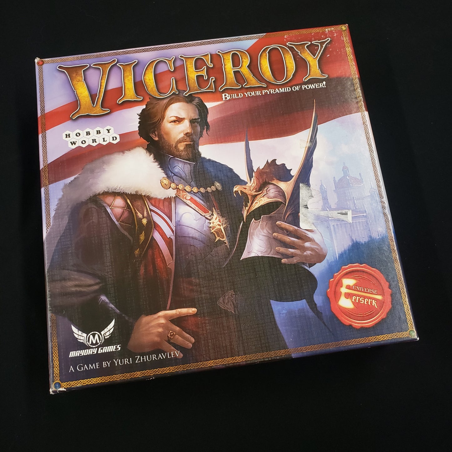 Image shows the front cover of the box of the Viceroy board game