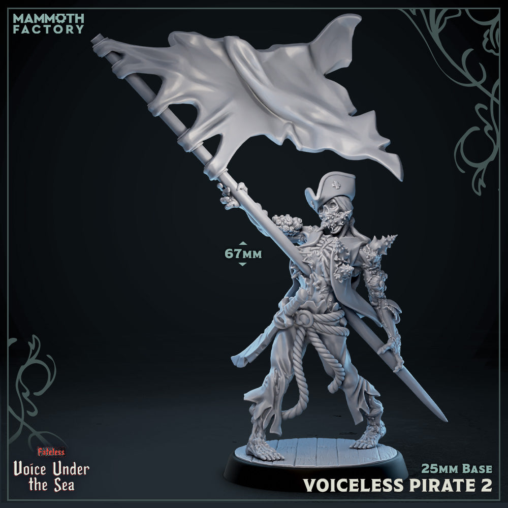 Image shows a 3D render of a undead pirate gaming miniature.