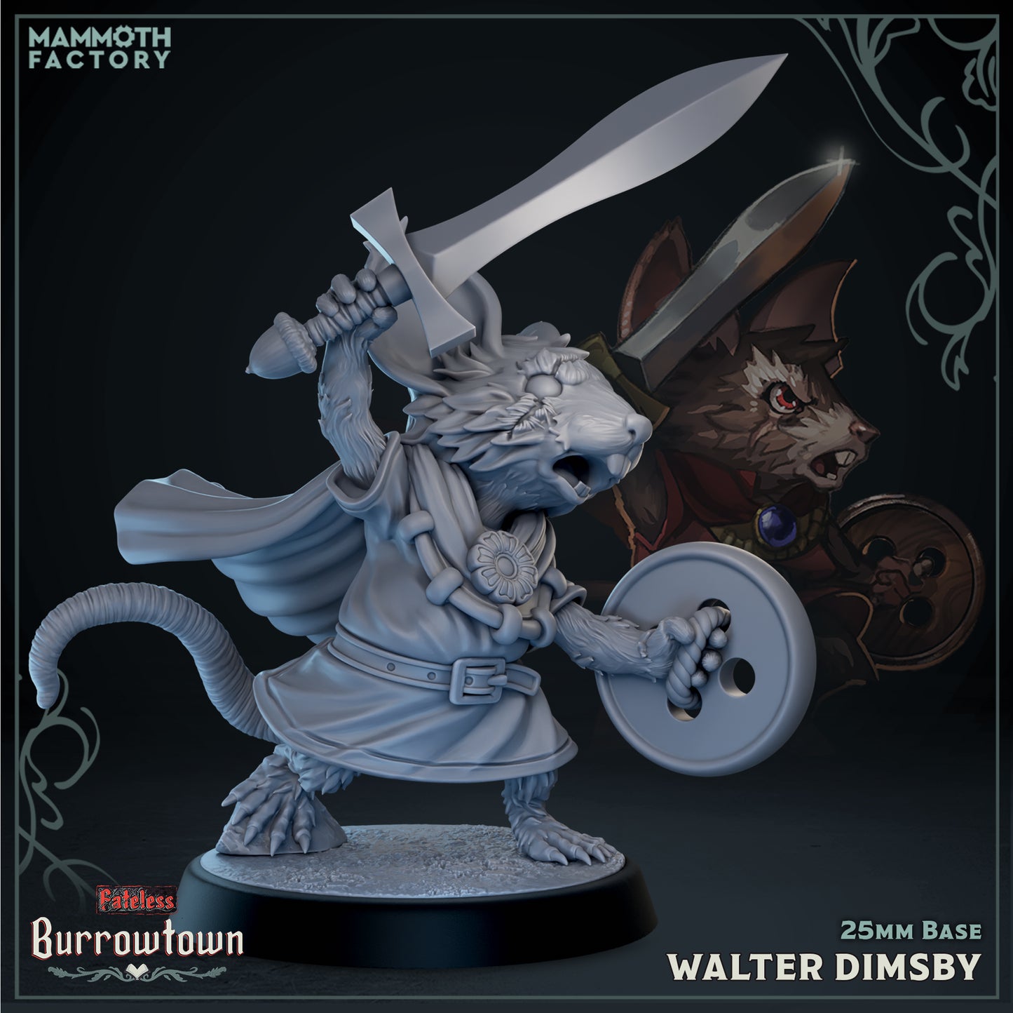Image shows a 3D render of a jerbeen fighter gaming miniature.