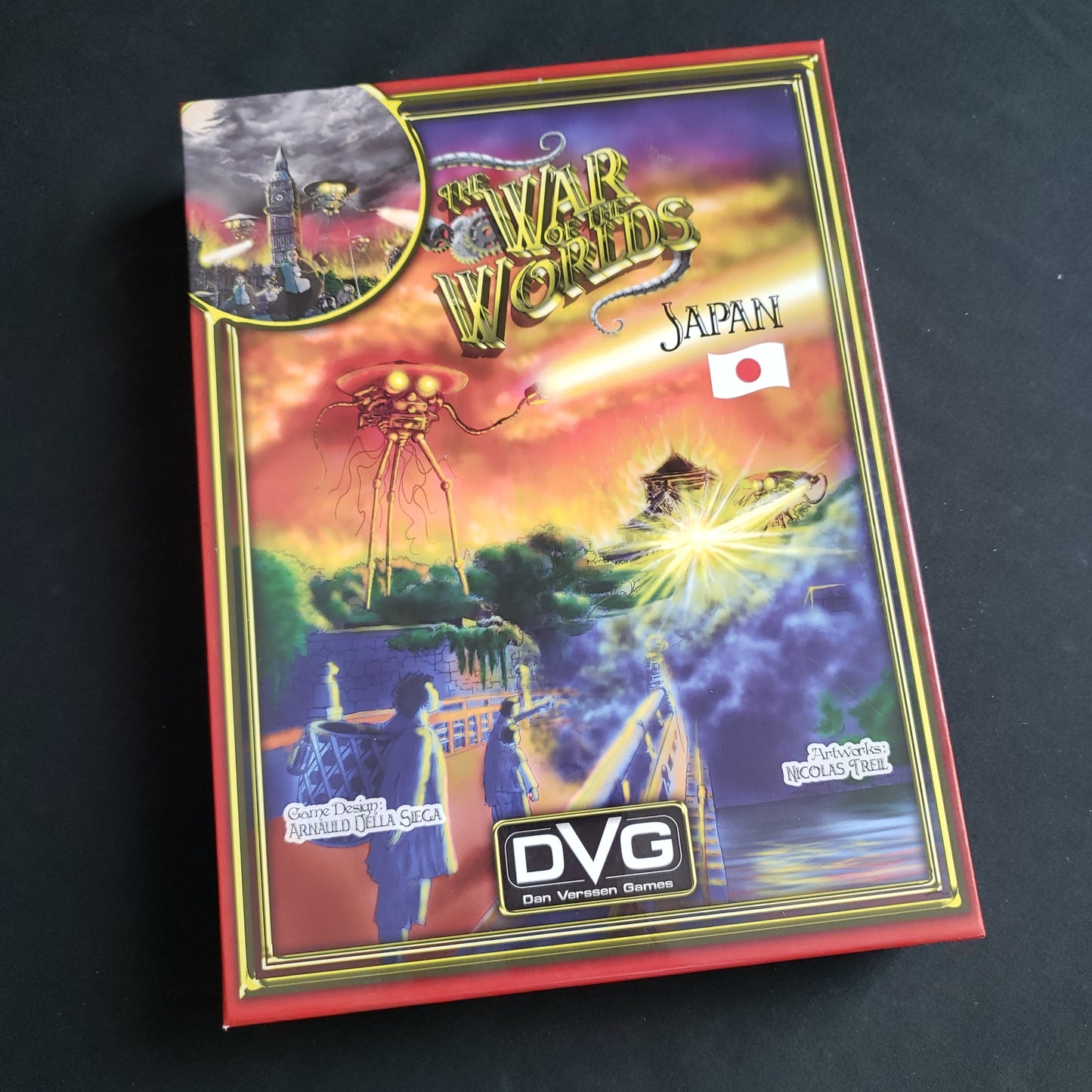 Image shows the front cover of the box of the War of the Worlds: Japan board game
