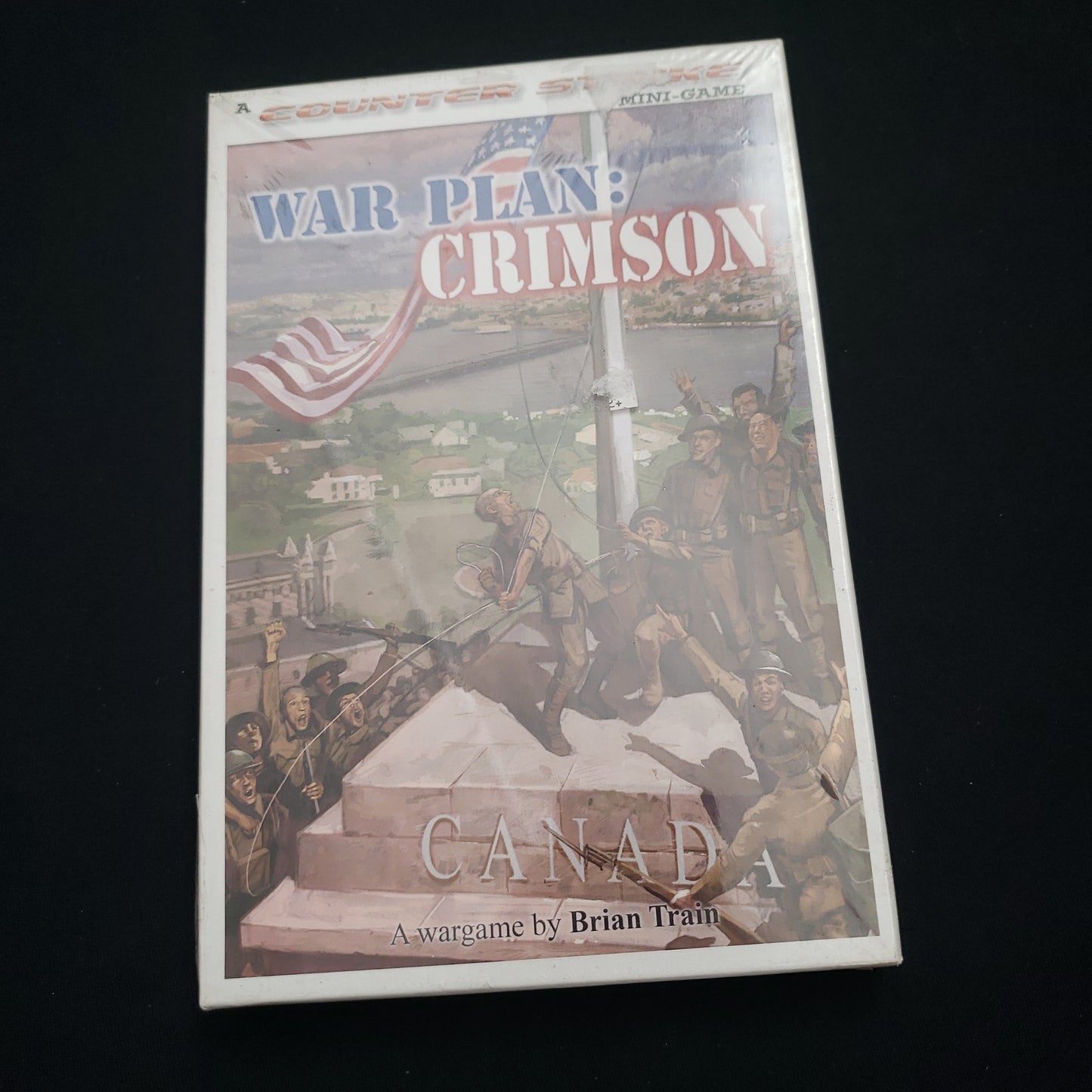Image shows the front cover of the box of the War Plan: Crimson board game
