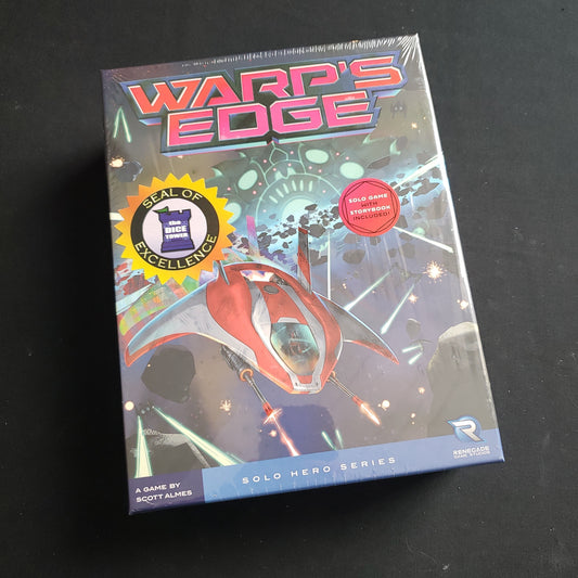Image shows the front cover of the box of the Warp's Edge board game