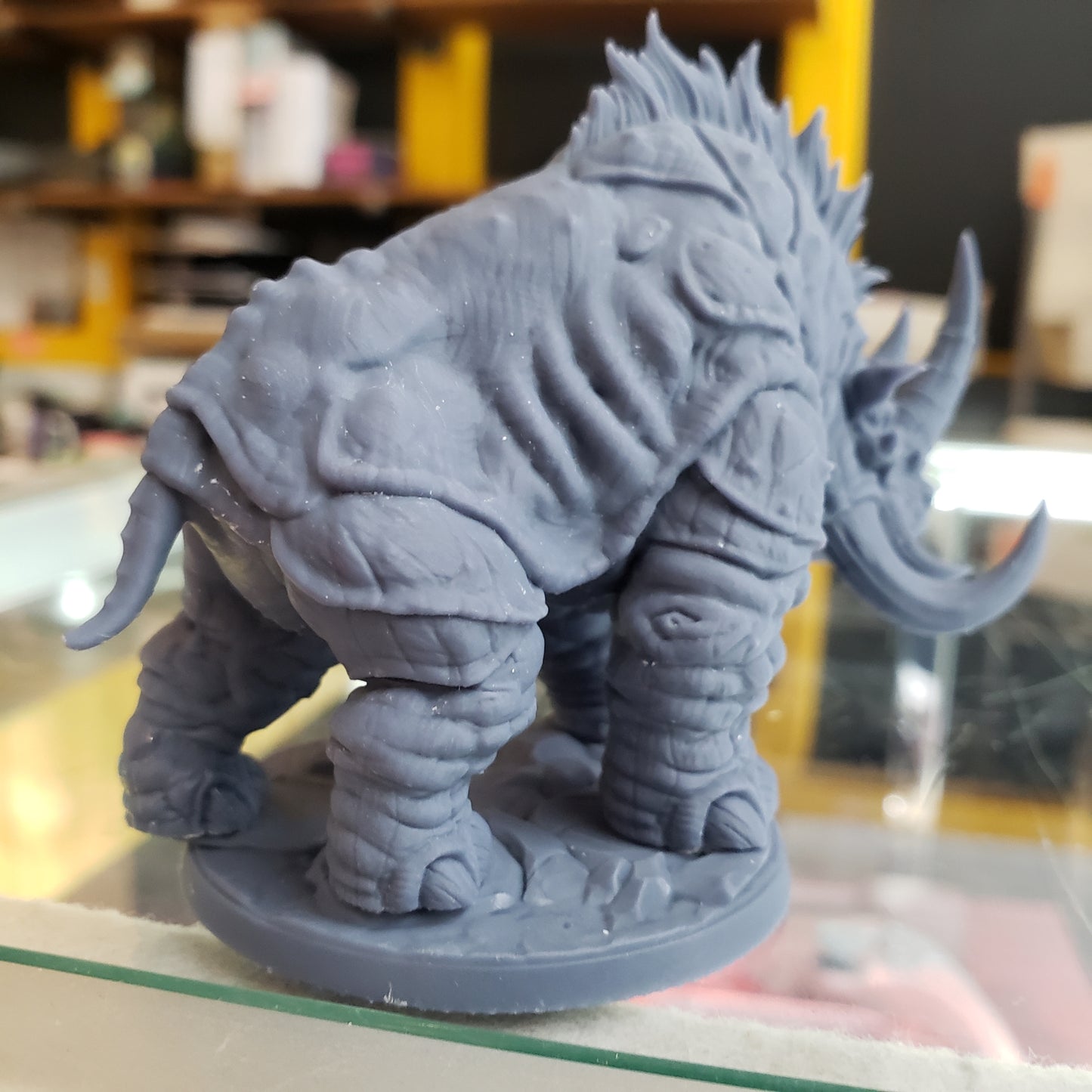 Image shows an example of a 3D printed wild behemot gaming miniature printed in-house at All Systems Go